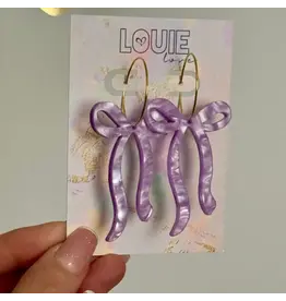 Louie Love Acrylic Purple Bow Hoop Earrings