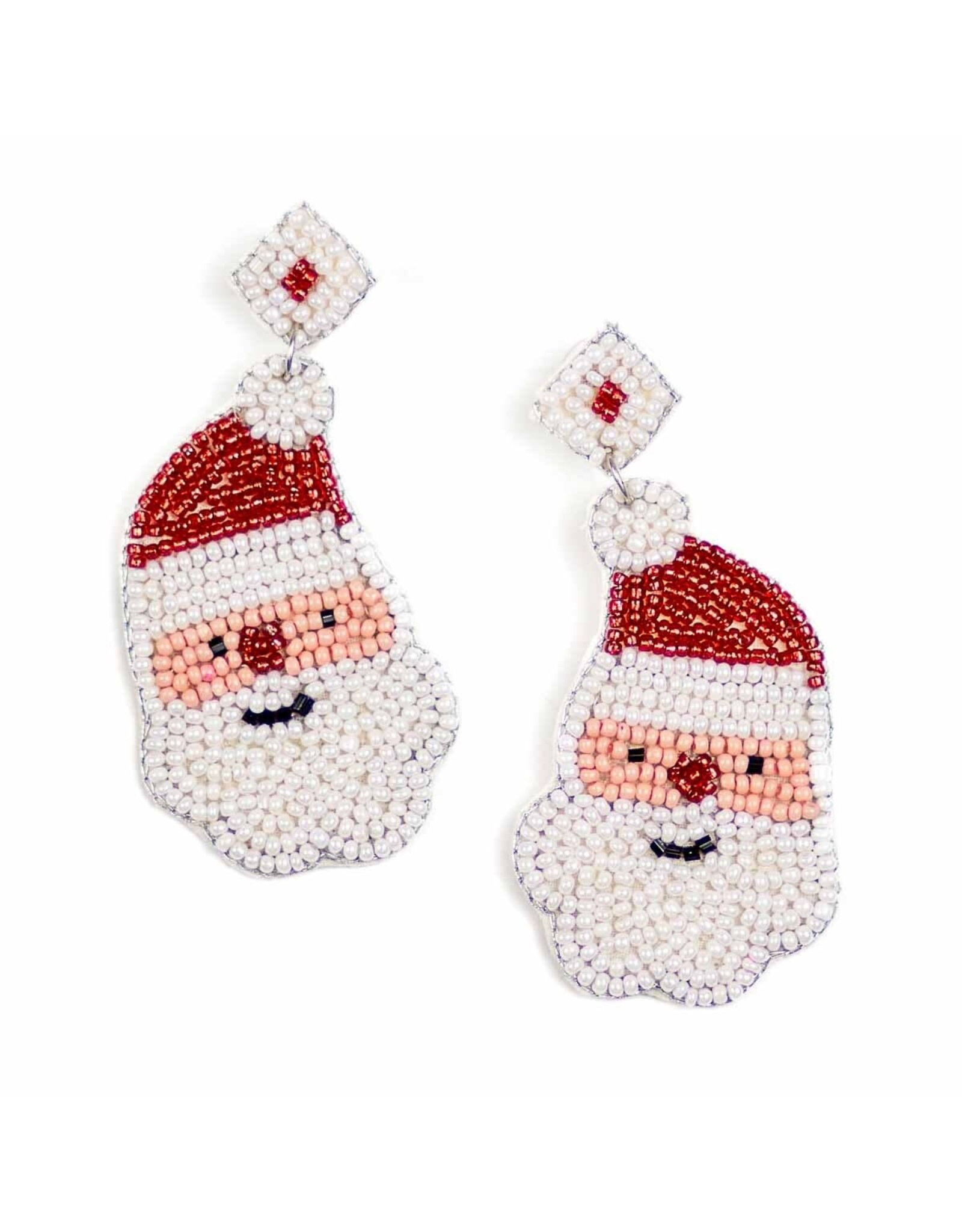 The Royal Standard Santa Beaded Earrings in Red & White