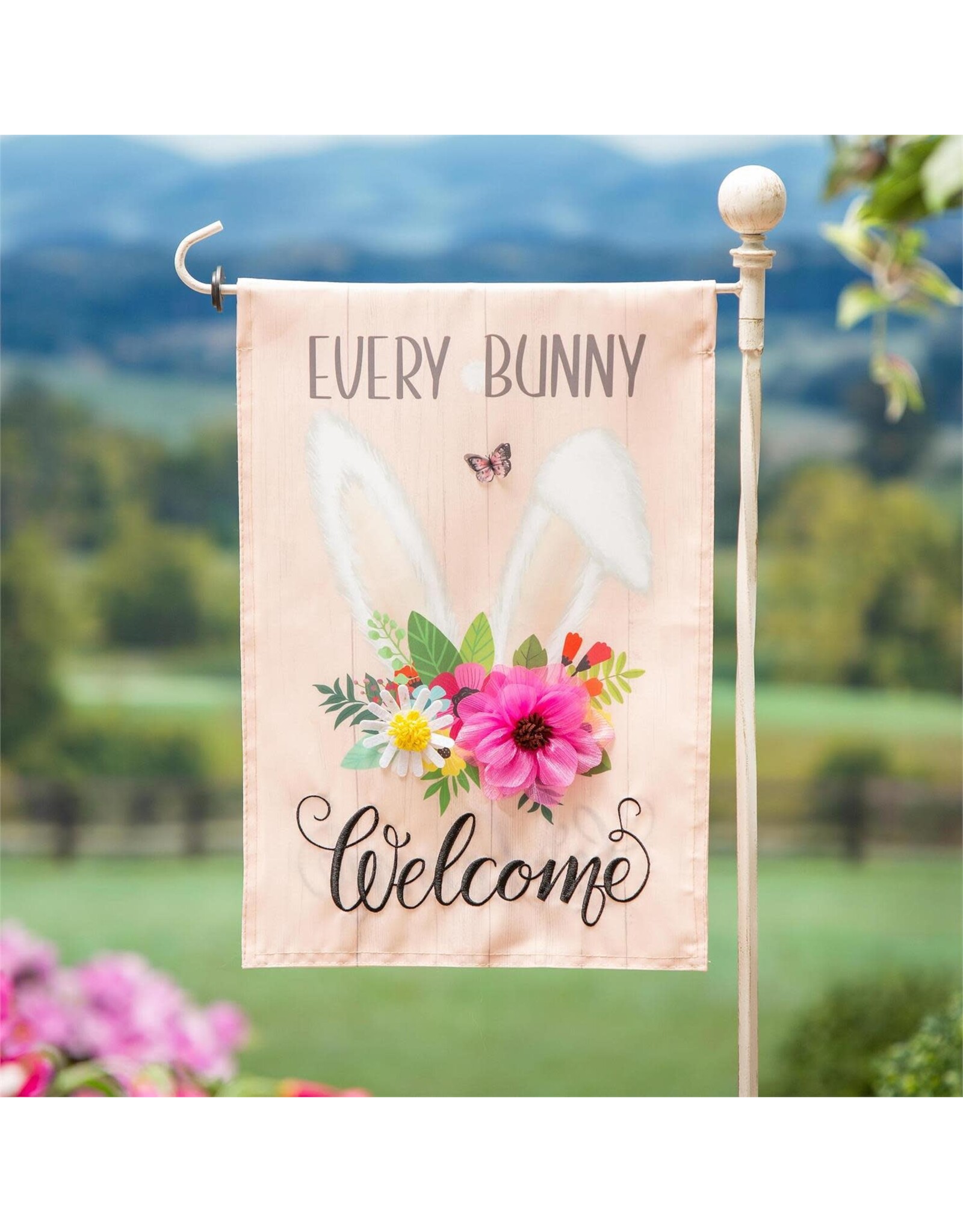 Evergreen Enterprises Every Bunny Welcome Applique Garden Flag