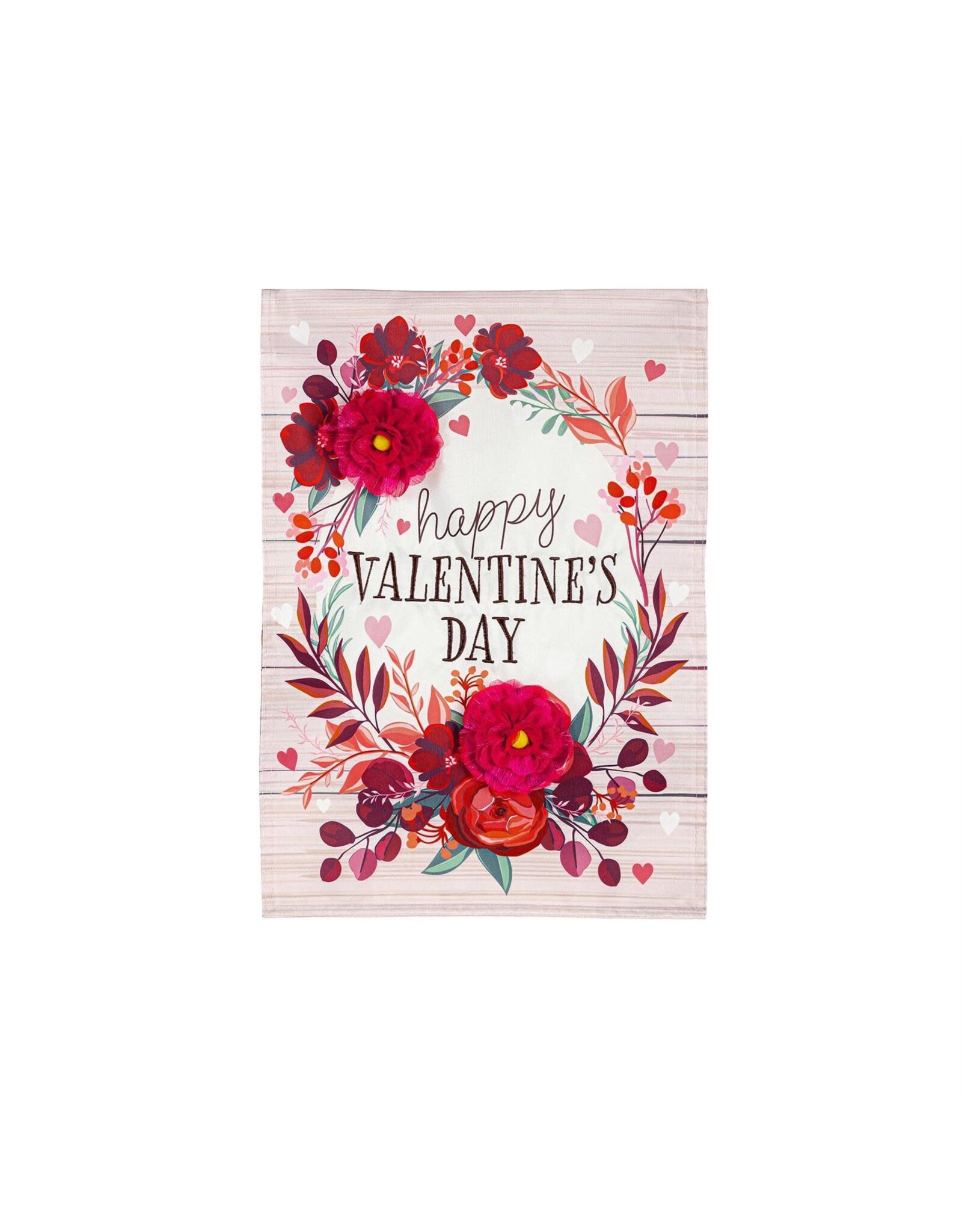 Evergreen Enterprises Floral Happy Valentine's Day Applique Garden Flag