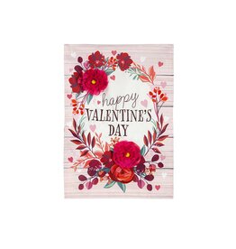 Evergreen Enterprises Floral Happy Valentine's Day Applique Garden Flag