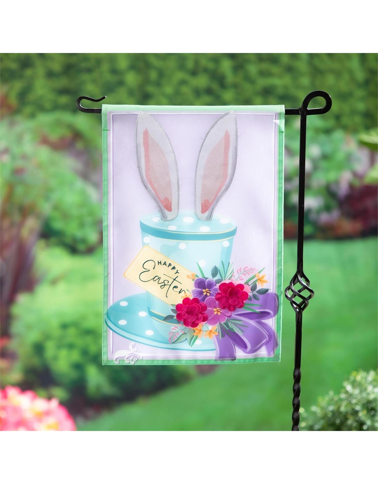 Evergreen Enterprises Happy Easter Floral Hat Applique Garden Flag