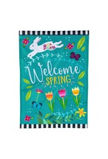 Evergreen Enterprises Welcome Spring Bunny Applique Garden Flag