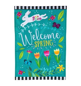 Evergreen Enterprises Welcome Spring Bunny Applique Garden Flag