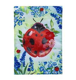 Evergreen Enterprises Pollinator Garden Blue Florals Ladybug Applique Garden Flag