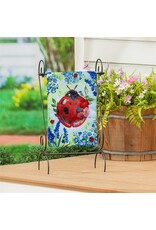 Evergreen Enterprises Pollinator Garden Blue Florals Ladybug Applique Garden Flag