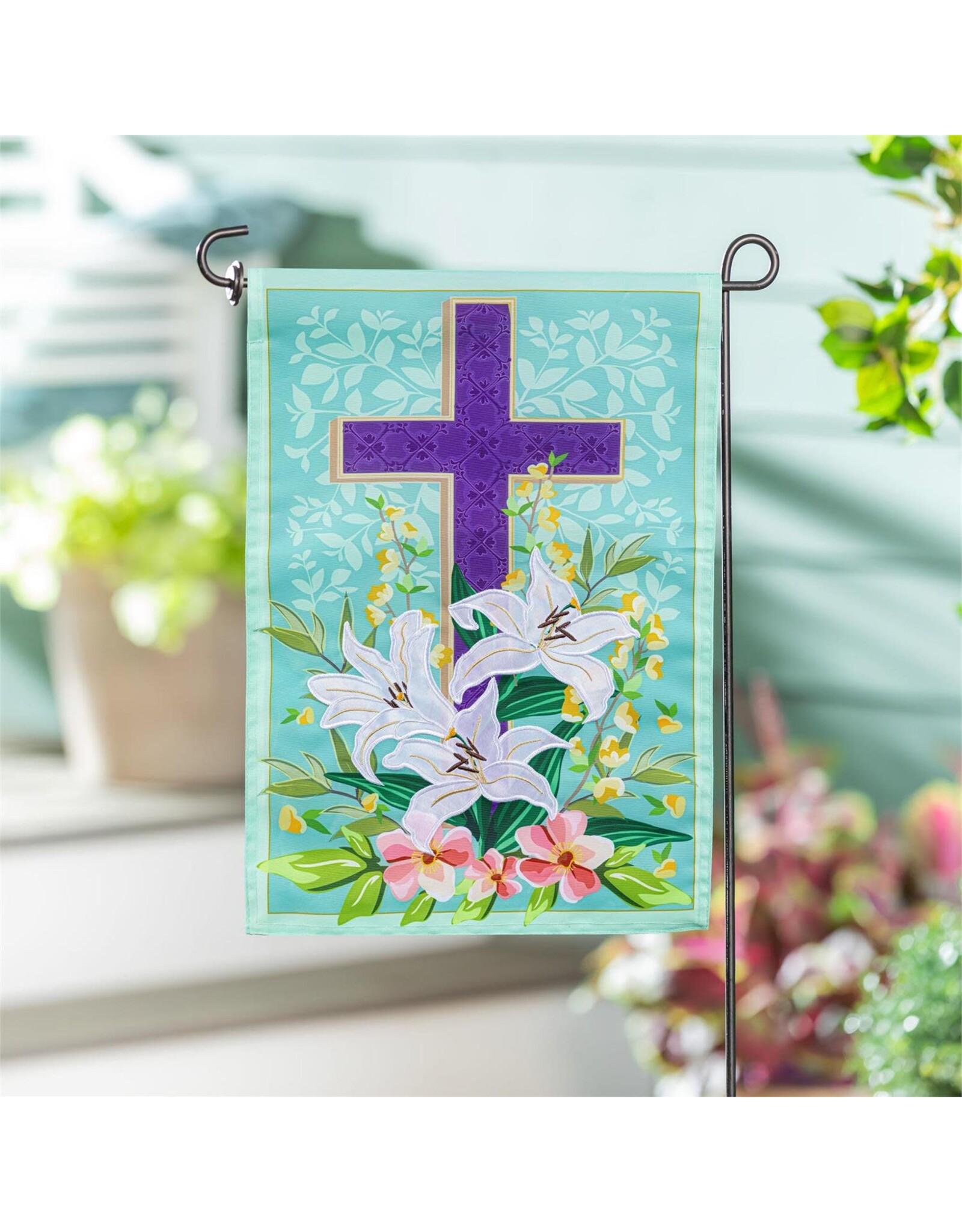 Evergreen Enterprises Easter Cross Applique Garden Flag