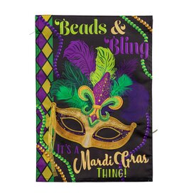 Evergreen Enterprises Mardi Gras Beads & Bling Applique Garden Flag