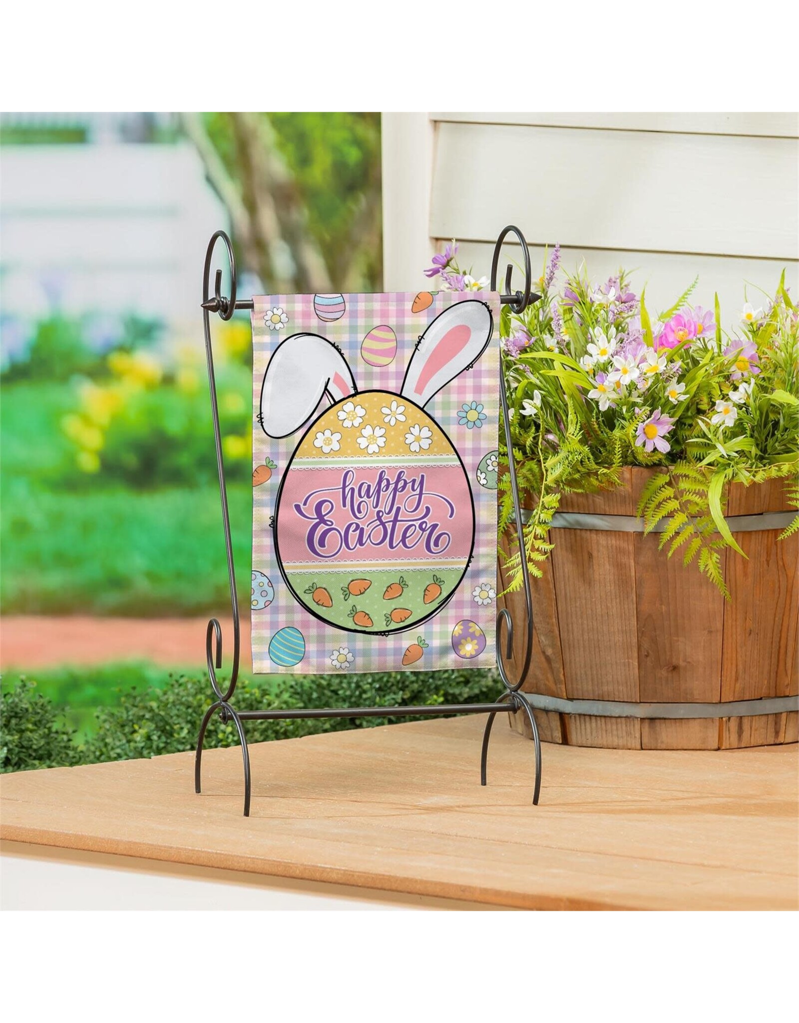 Evergreen Enterprises Gingham Easter Burlap Garden Flag