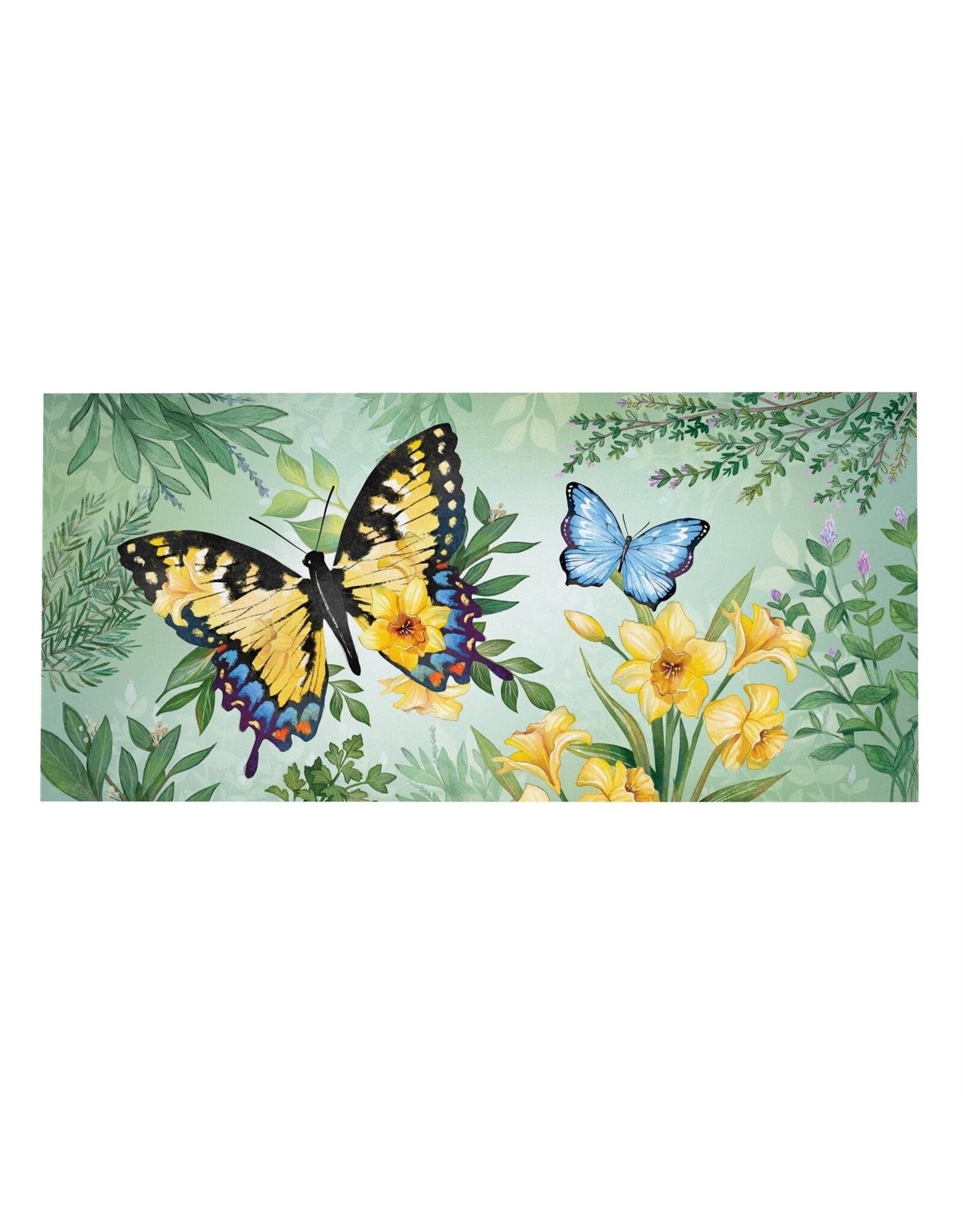 Evergreen Enterprises Pollinator Garden Green & Yellow Florals Monarch Butterfly Sassafras Switch Mat