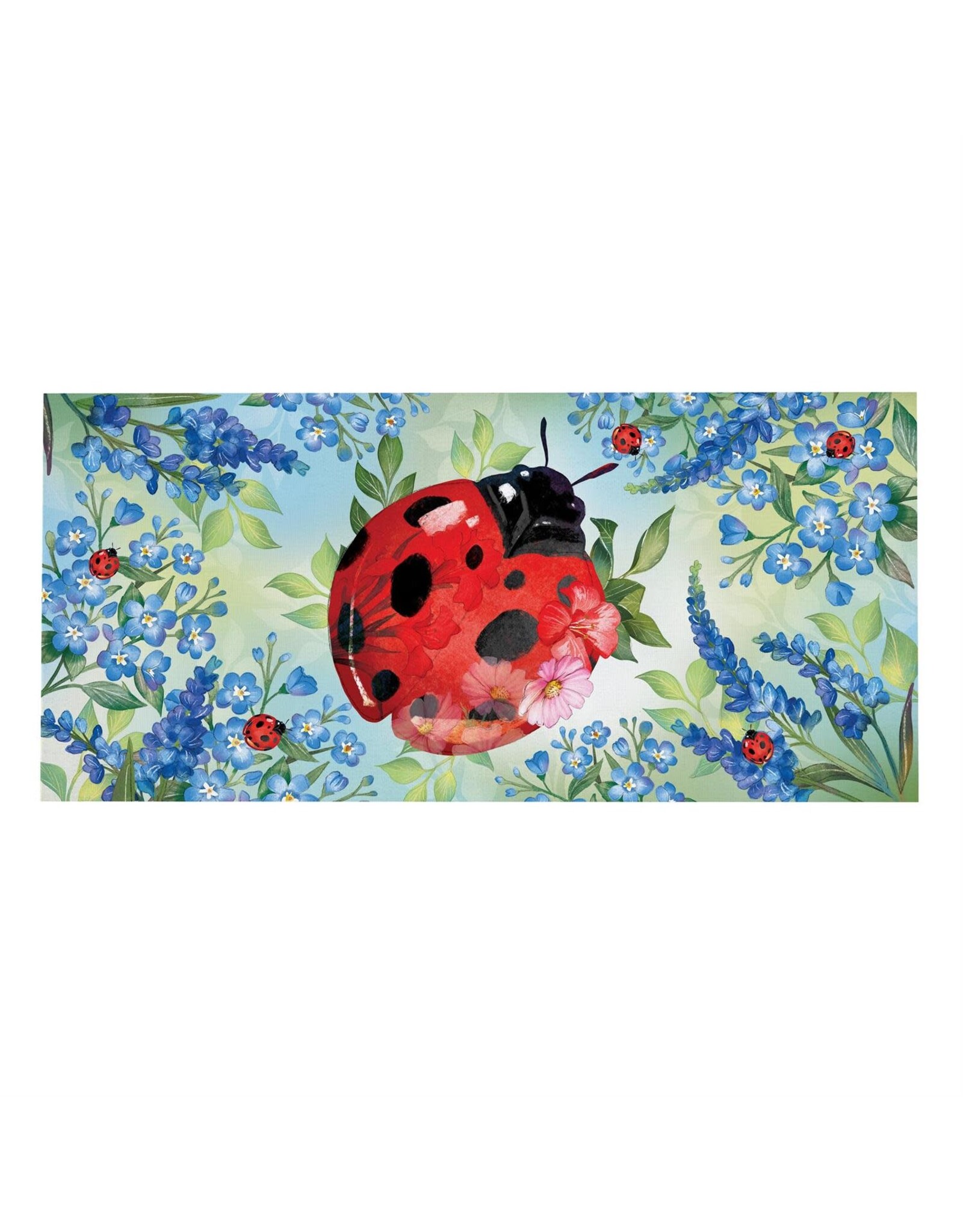 Evergreen Enterprises Pollinator Garden Blue Florals Ladybug Sassafras Switch Mat