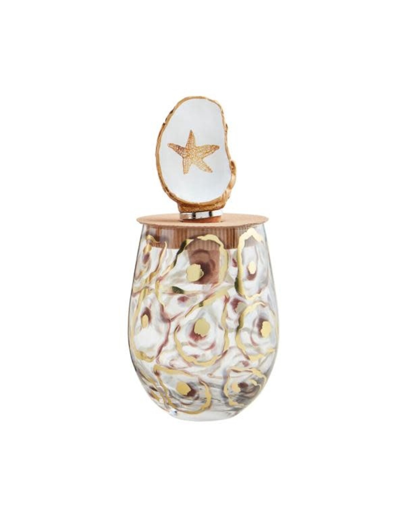 Mud Pie Oyster Pattern Wine Glass