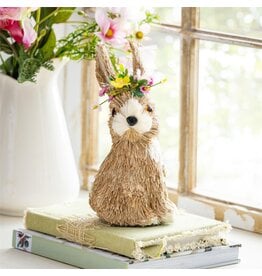 Evergreen Enterprises Bunny Blooms Table Decor Natural Fiber Floral Bunny, 10"H