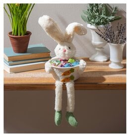 Evergreen Enterprises Bunny Blooms Table Decor Fabric Bunny with Bowl and Dangling Legs