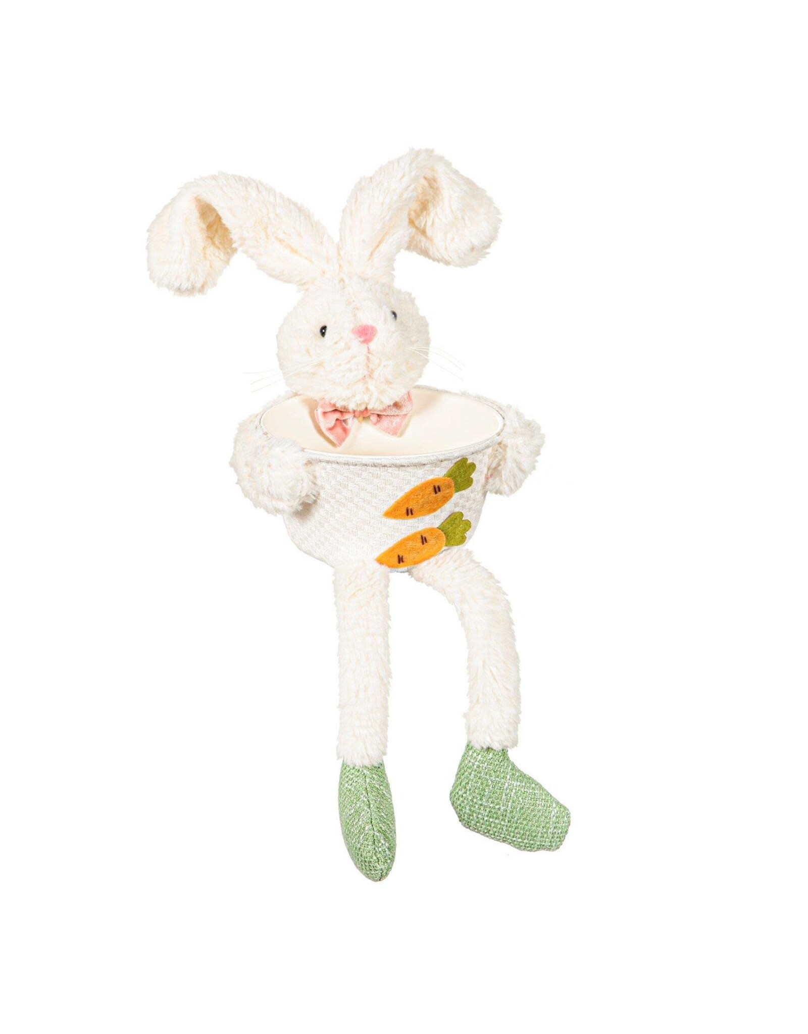 Evergreen Enterprises Bunny Blooms Table Decor Fabric Bunny with Bowl and Dangling Legs