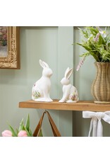 Evergreen Enterprises Bunny Blooms Table Decor Ceramic Floral Bunny, Set of 2