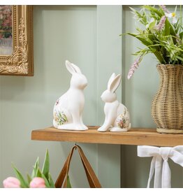 Evergreen Enterprises Bunny Blooms Table Decor Ceramic Floral Bunny, Set of 2
