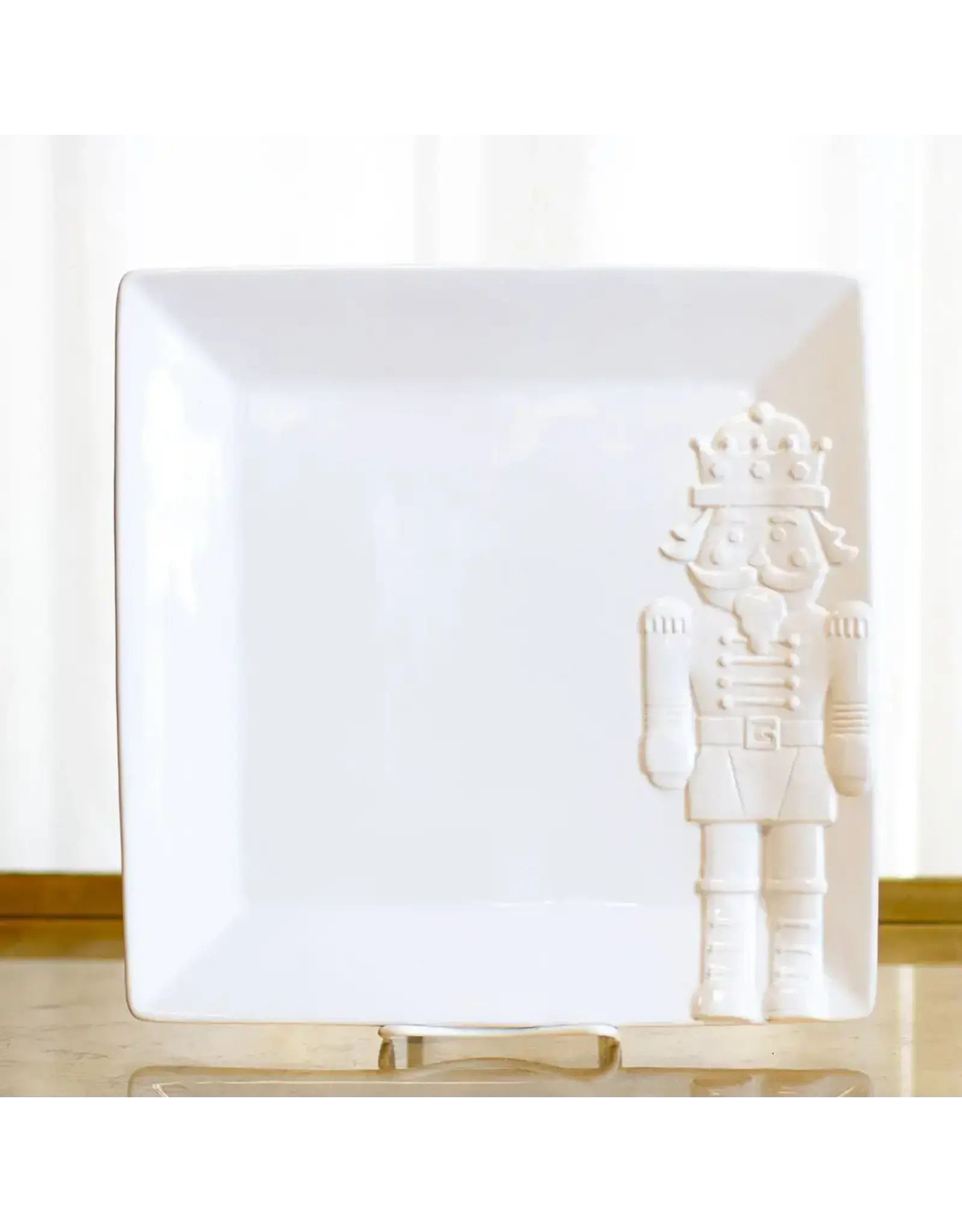 The Royal Standard Royal Nutcracker Embossed Platter White 11.5x11.5