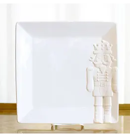 The Royal Standard Royal Nutcracker Embossed Platter White 11.5x11.5