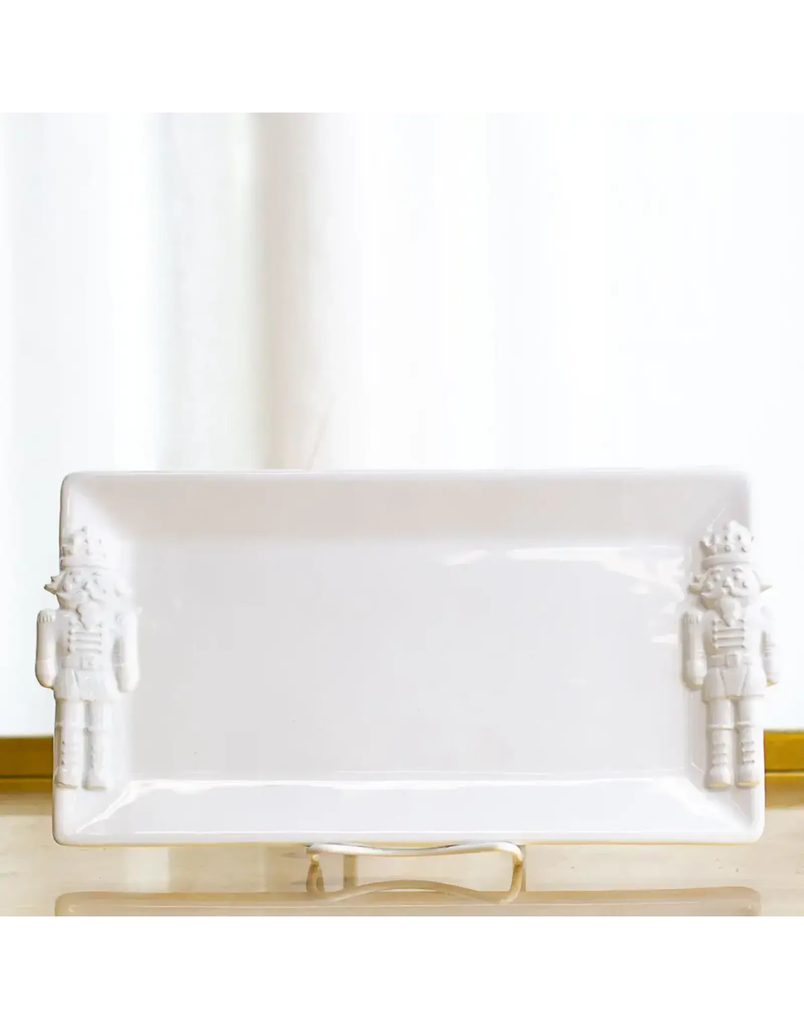 The Royal Standard Royal Nutcracker Embossed Rectangle Platter White 12x6.5