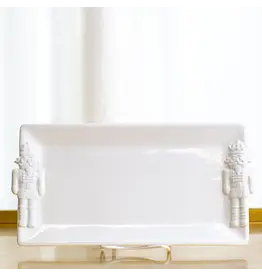 The Royal Standard Royal Nutcracker Embossed Rectangle Platter White 12x6.5