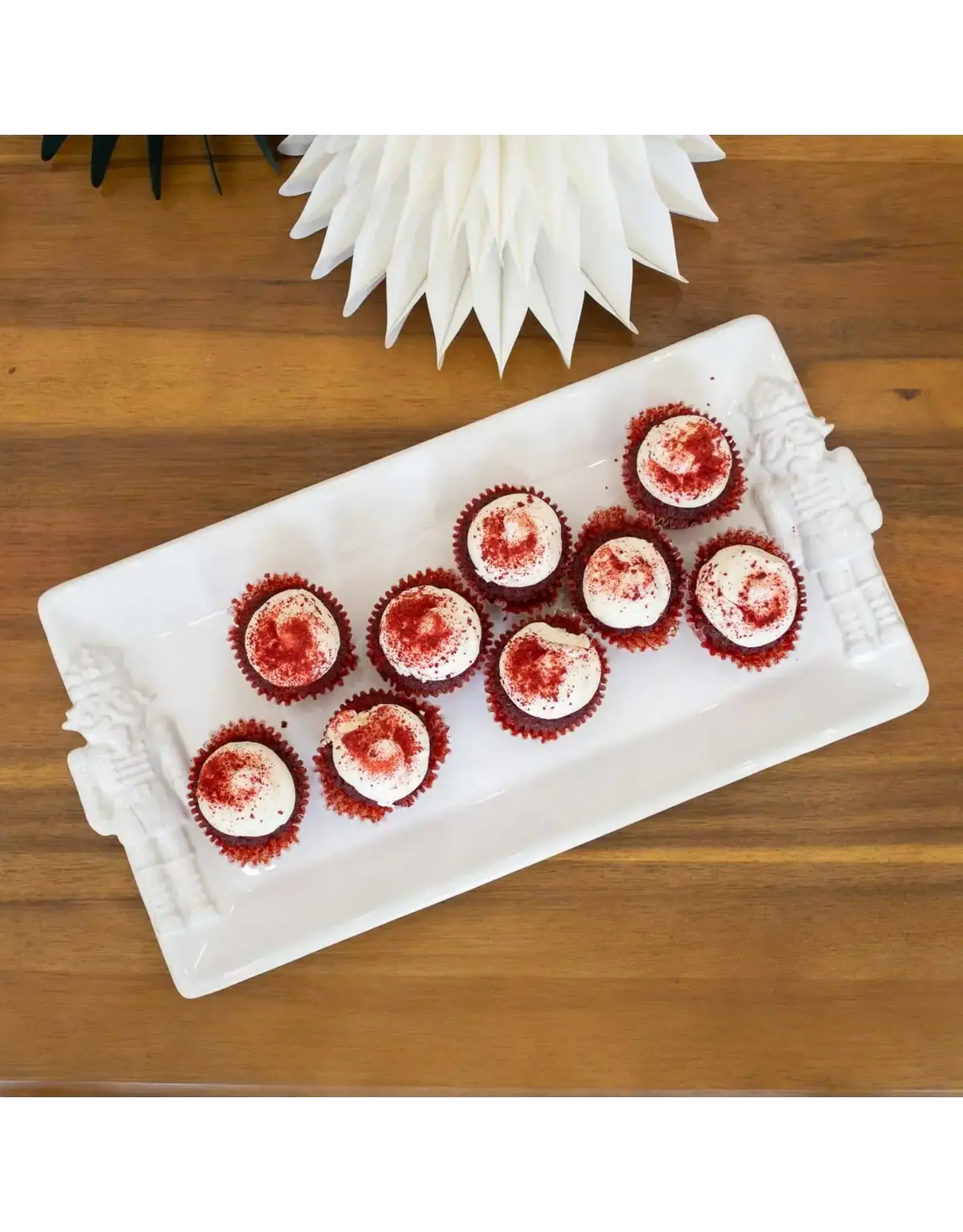 The Royal Standard Royal Nutcracker Embossed Rectangle Platter White 12x6.5