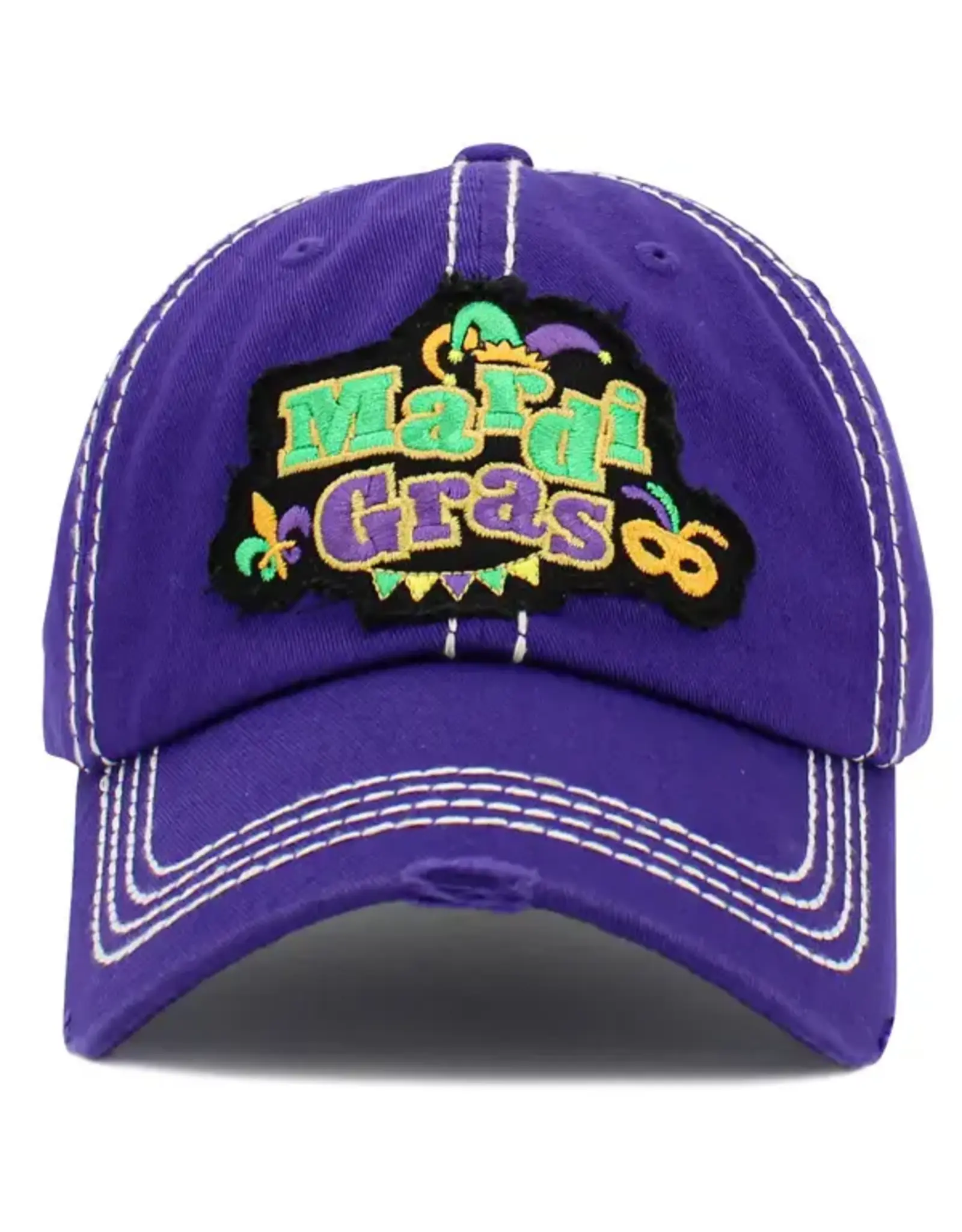 Judson & Company Mardi Gras Patch Vintage Distressed Baseball Hat