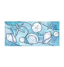 Evergreen Enterprises Blue Coastal Shells Flocked Coir Sassafras Switch Mat, Sea Illustration