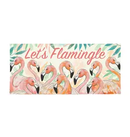 Evergreen Enterprises Palm Beach Flamingo Flocked Coir Sassafras Switch Mat, "Let's Flamingle"