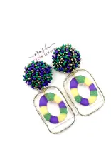 Cora's Den Mardi Gras King Cake Earrings