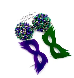 Cora's Den Mardi Gras Mask Earrings