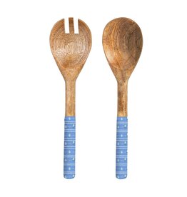 Evergreen Enterprises VivaStyle Serving Utensils, Wood Salad Server, Hydrangea, Set of 2