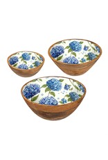 Evergreen Enterprises VivaStyle Bowl, Wood Bowl Set, Hydrangea, Set of 3