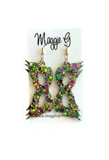 Maggie G/Faire Mardi Gras Mask Resin and Glitter Earrings