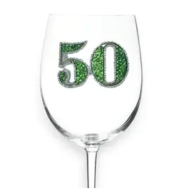 The Queen's Jewels 50th Birthday Jeweled Stemmed Wine Glass