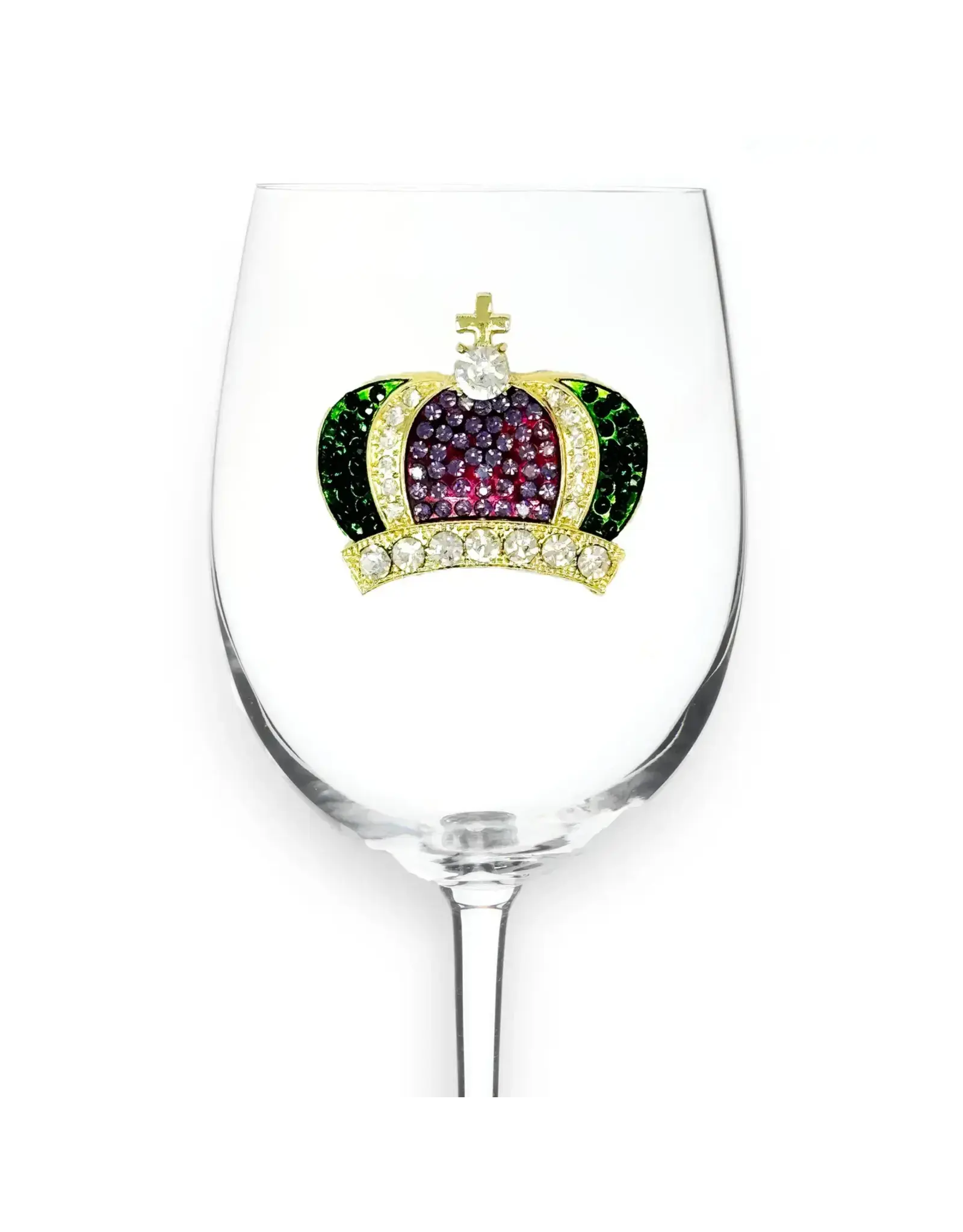 The Queen's Jewels Mardi Gras Crown Stemmed Wine Glass