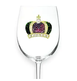 The Queen's Jewels Mardi Gras Crown Stemmed Wine Glass