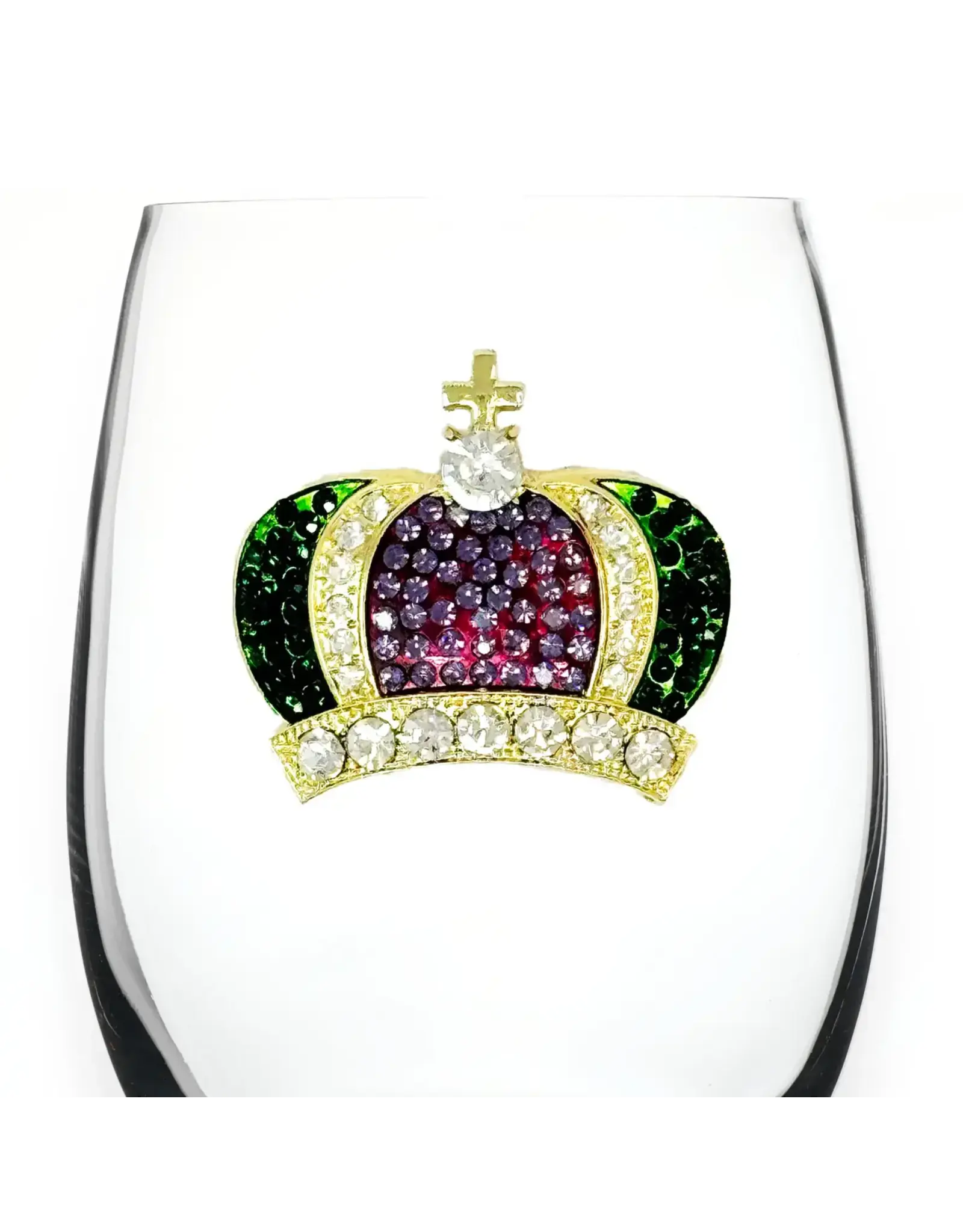 The Queen's Jewels Mardi Gras Crown Stemless Wine Glass