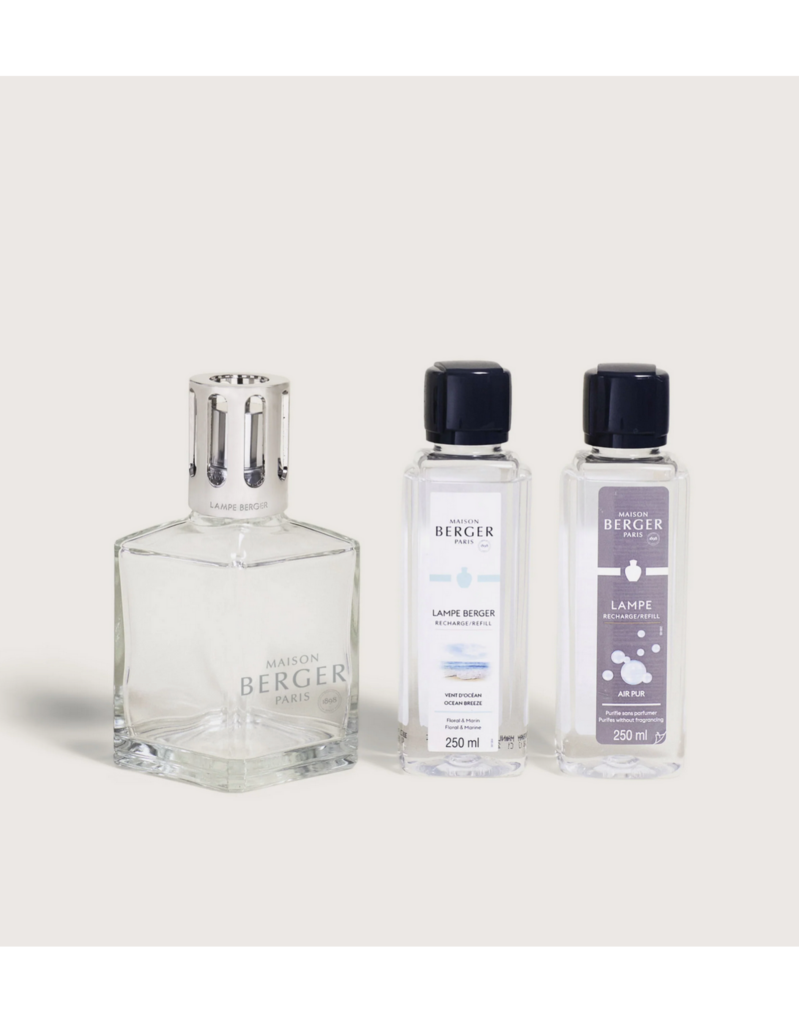Maison Berger Essential Square Lampe Gift Set with Air Pur So Neutral + Ocean Breeze