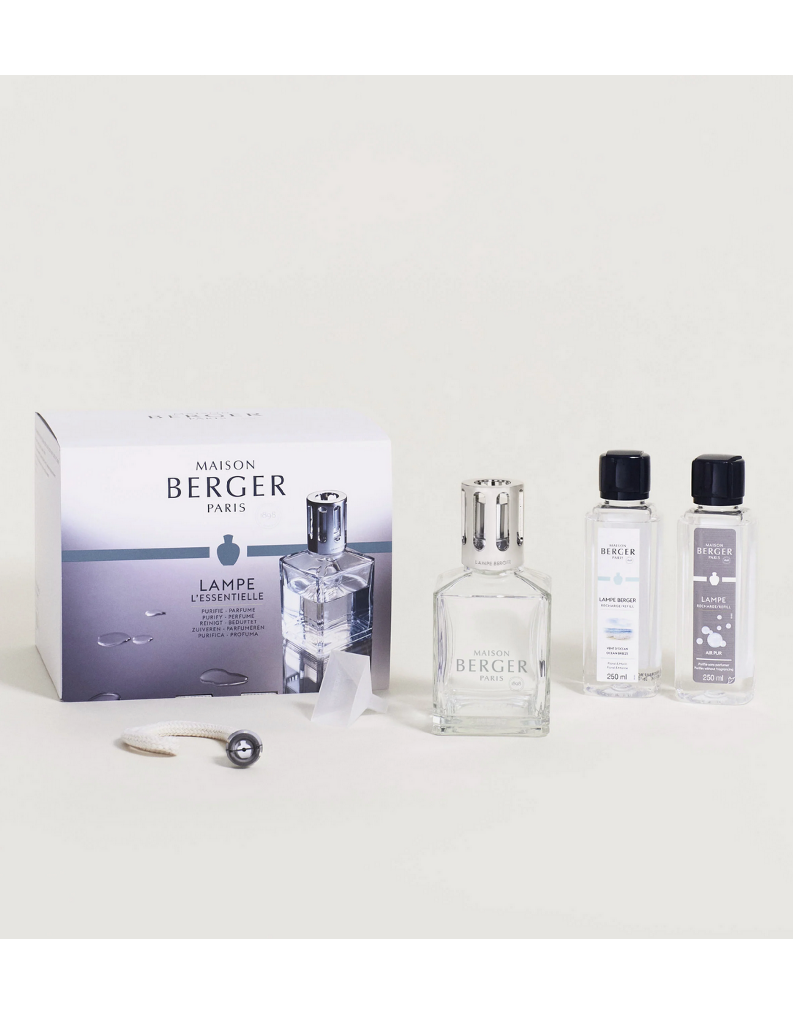 Maison Berger Essential Square Lampe Gift Set with Air Pur So Neutral + Ocean Breeze