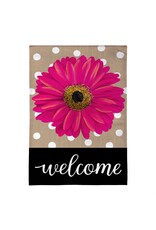 Evergreen Enterprises Pink Gerbera Dots Burlap Garden Flag