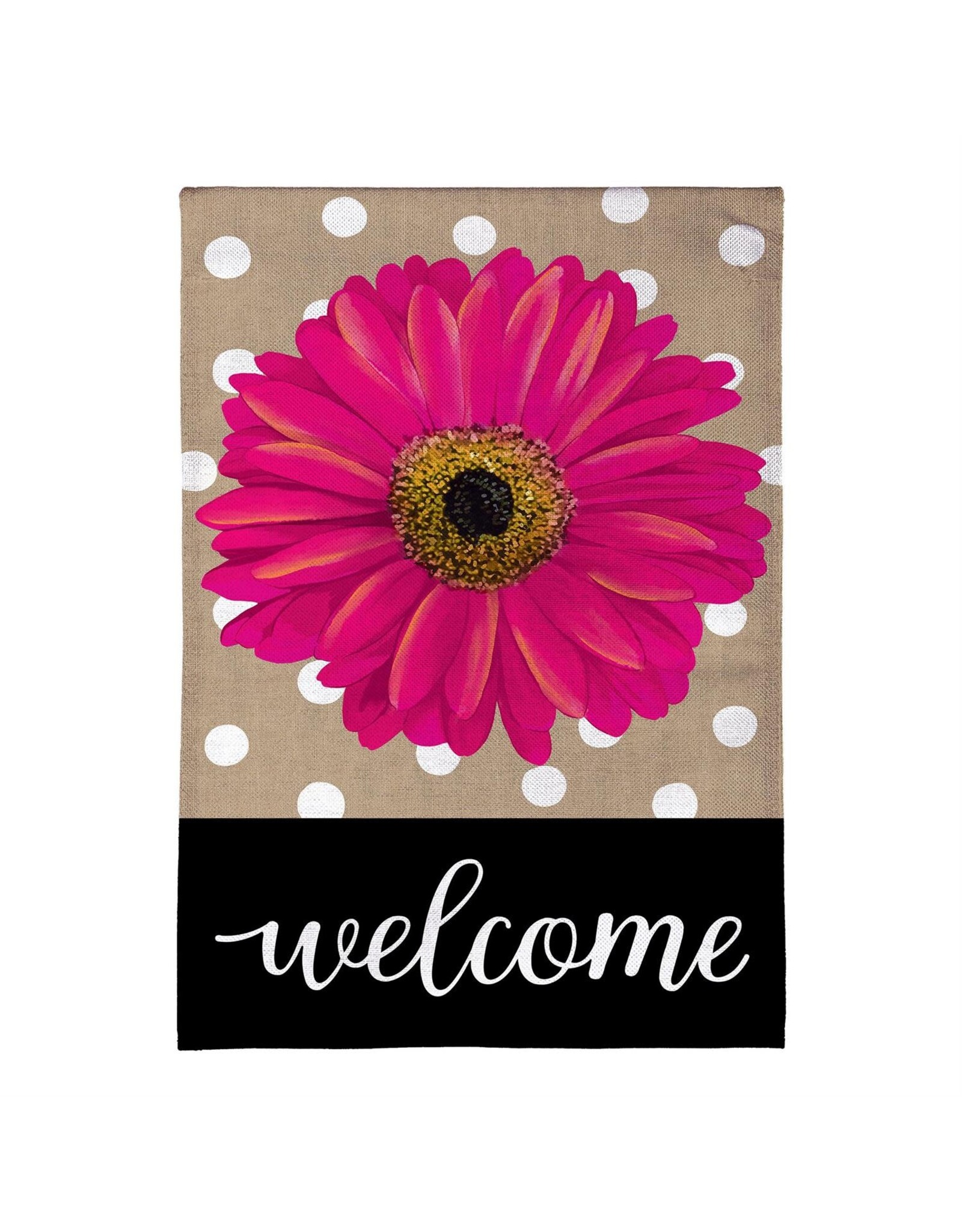 Evergreen Enterprises Pink Gerbera Dots Burlap Garden Flag