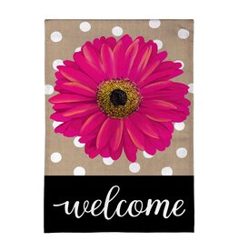 Evergreen Enterprises Pink Gerbera Dots Burlap Garden Flag