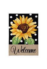 Evergreen Enterprises Polka Dot Sunflower Burlap Garden Flag
