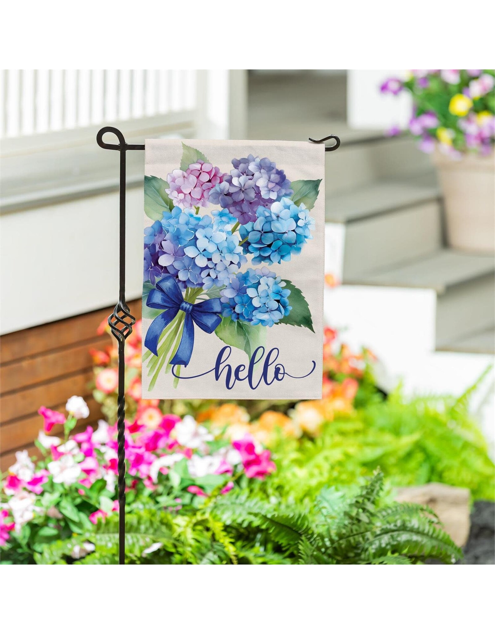 Evergreen Enterprises Hydrangea Bouquet Burlap Garden Flag