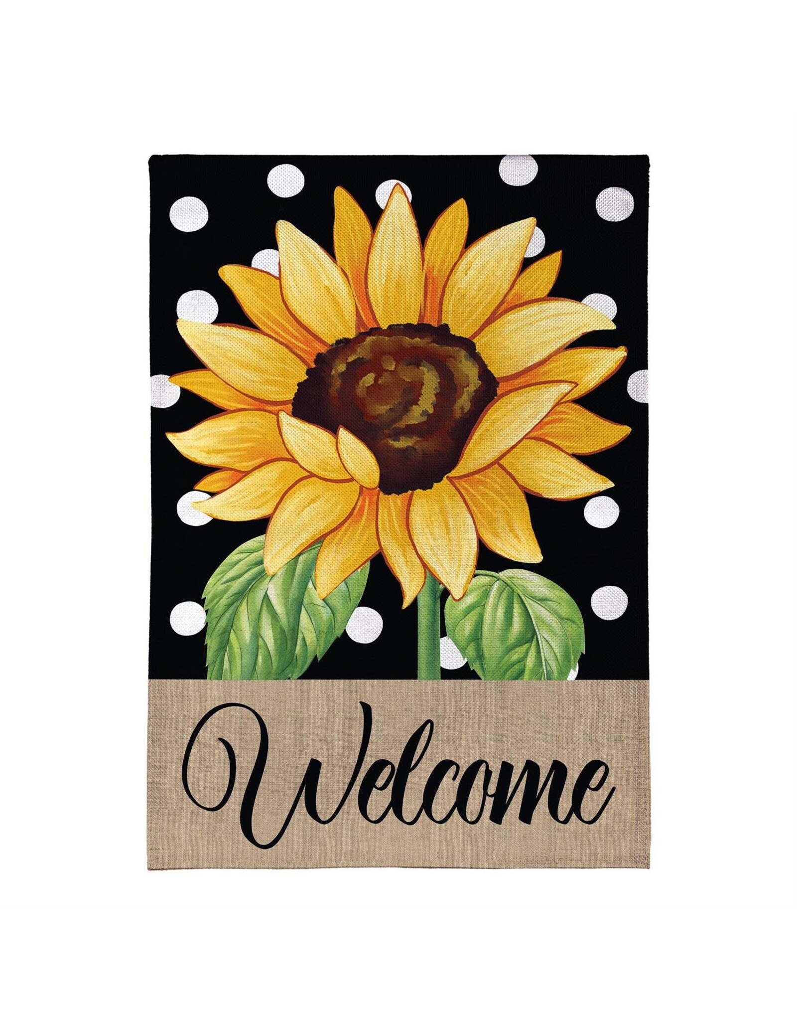 Evergreen Enterprises Polka Dot Sunflower Burlap House Flag