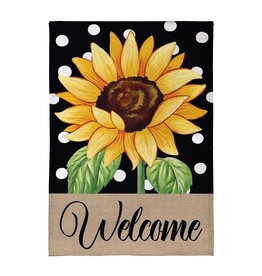 Evergreen Enterprises Polka Dot Sunflower Burlap House Flag