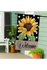 Evergreen Enterprises Polka Dot Sunflower Burlap House Flag