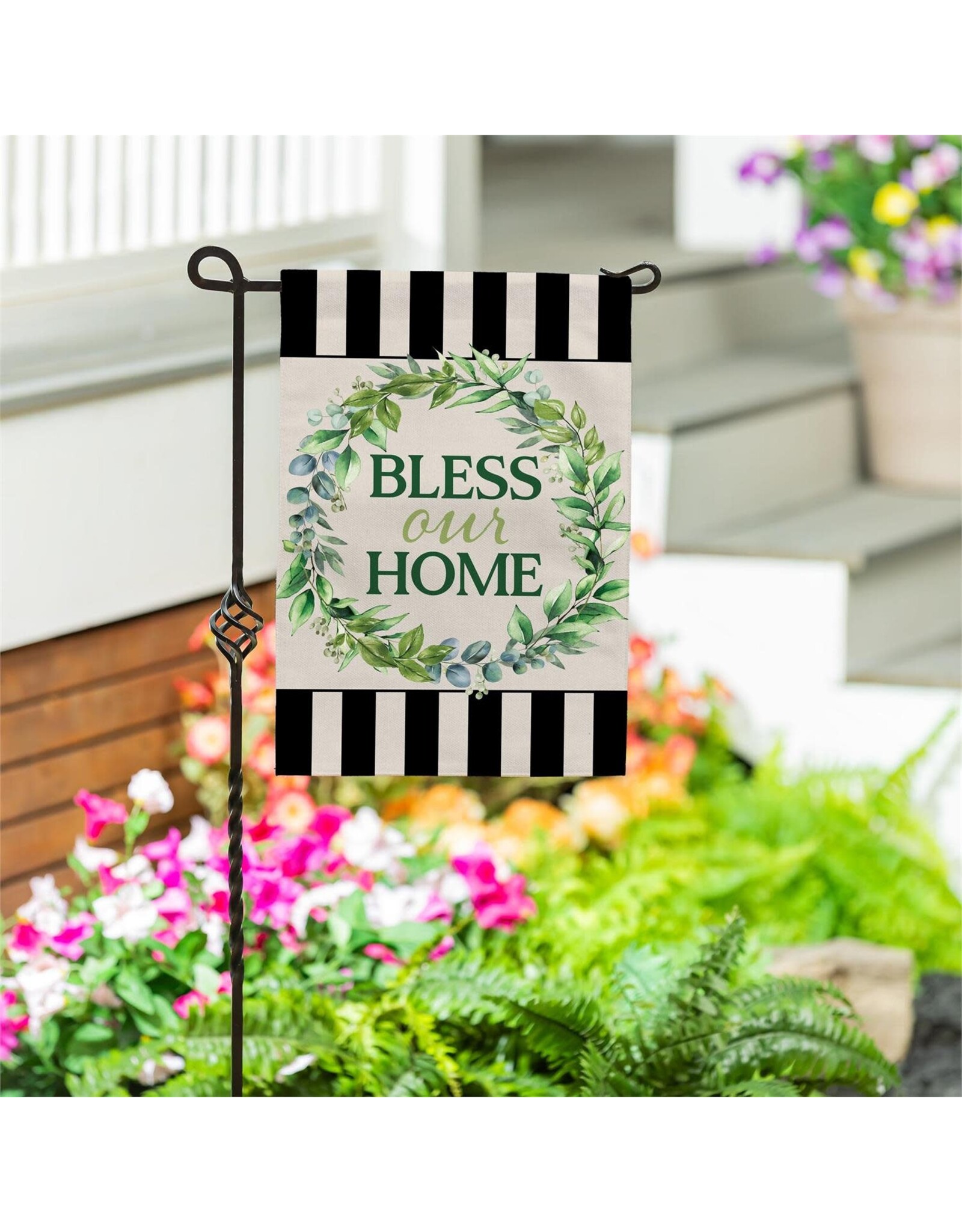 Evergreen Enterprises Bless Our Home Burlap Garden Flag