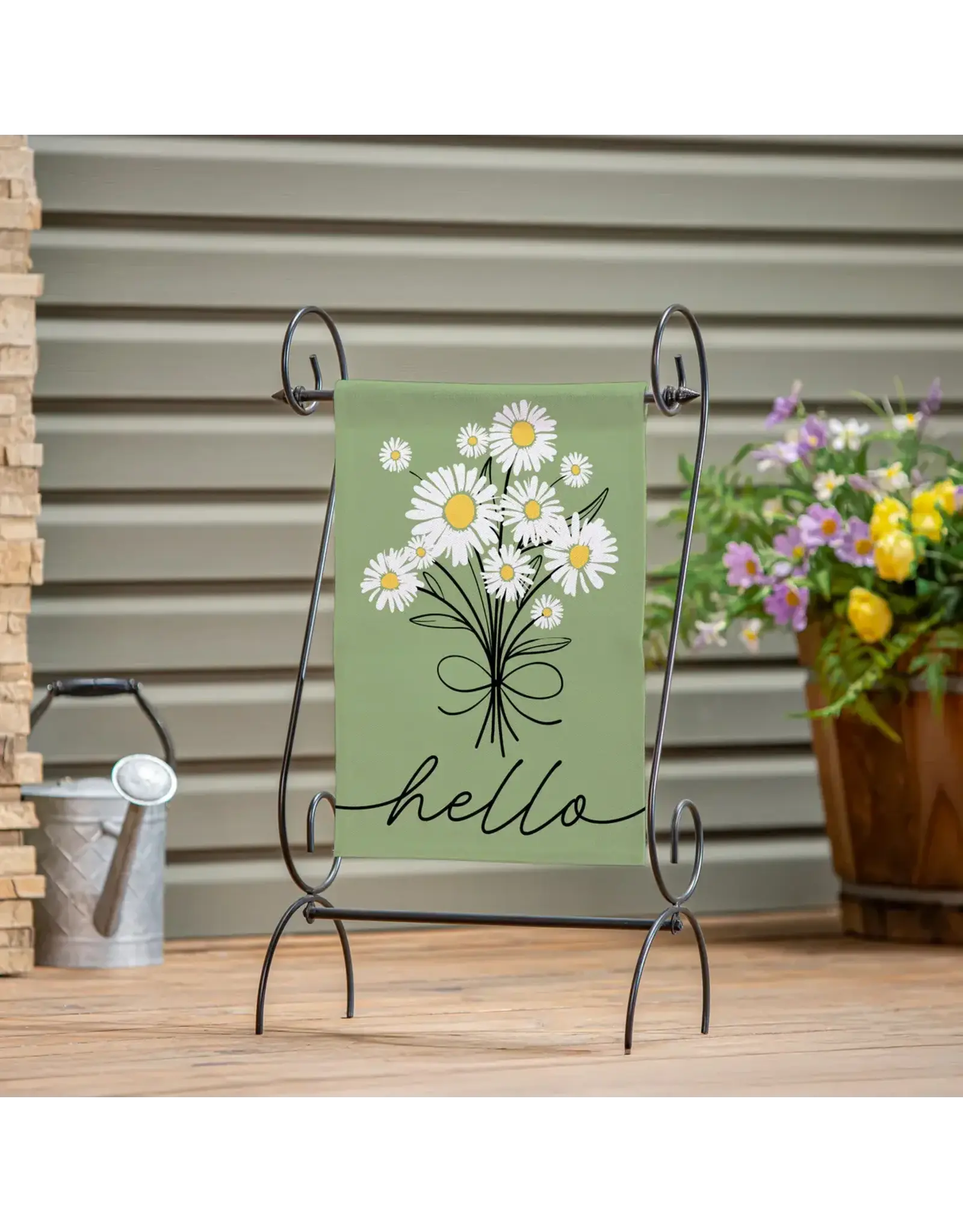 Evergreen Enterprises Hello Dainty Daisies Burlap Garden Flag